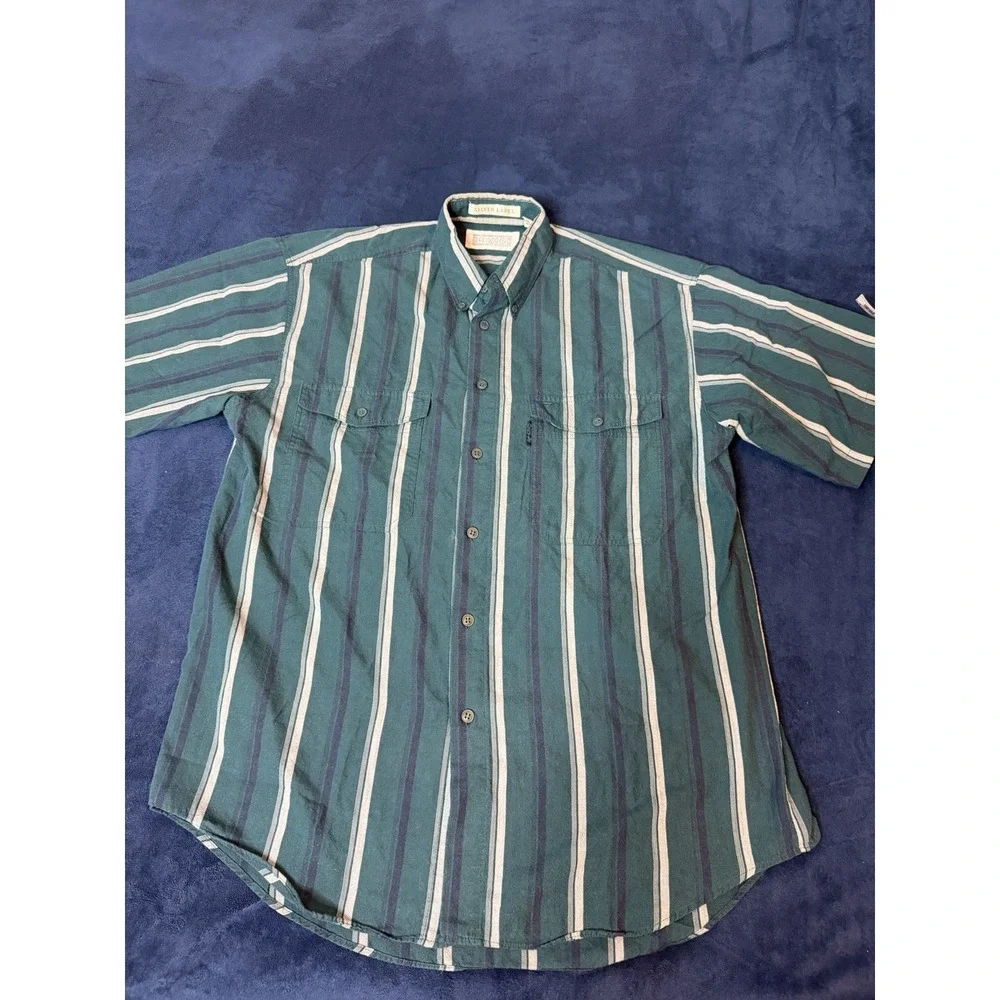 Vtg Levi's Silver Label Men's Short Sleeve Button Up Spring/Summer Shirt Green M